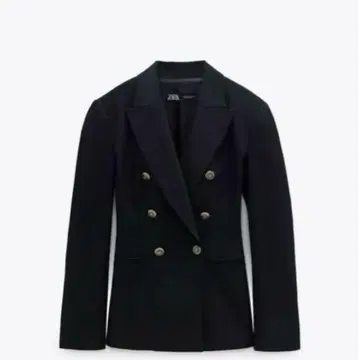 ZARA 테일러드 자켓 더블 블레이저 블랙 검정 골드 버튼