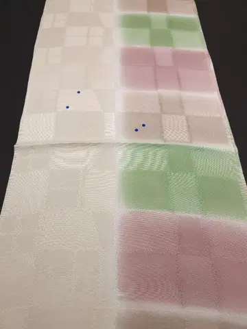 순수 실크 오비 오비 에이지 세로 체크 무늬 하자 있음 o254