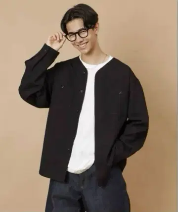 릴랙스핏 노카라 셔츠 블랙 S사이즈