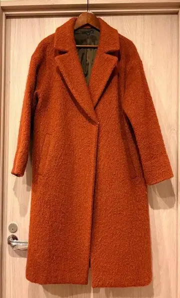 B7 오렌지 롱 코트 사이즈 38