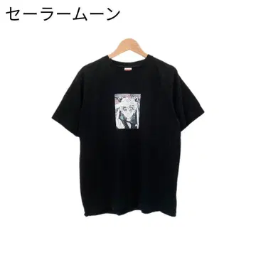 세일러문 애니메이션 T셔츠 프린트 츠키노 우사기 블랙 둥근넥 반팔 M