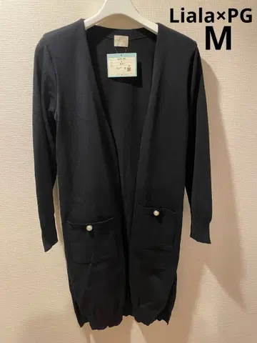펄 롱 가디건 Liala x PG 블랙 M 사이즈 택 포함 미사용