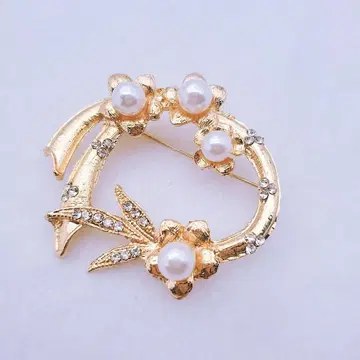 브로치 펄 코사지 서클 D 골드 졸업식 입학식 결혼식