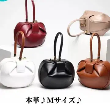 천연 가죽 M 사이즈 핸드백 브라운