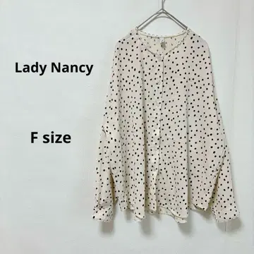Lady Nancy 도트 무늬 블라우스 F 긴팔 노카라 셔츠 아이보리