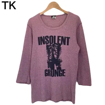 다케오 키쿠치 락 그런지 니트 소재 T셔츠 롱티 긴팔 프린트