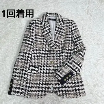 새상품급 allureville 빅 체크 테일러드 자켓