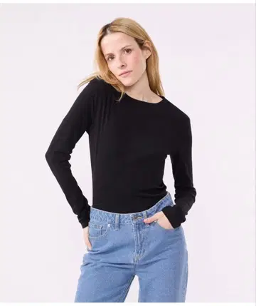 PETIT BATEAU / 크루넥 긴팔 티셔츠