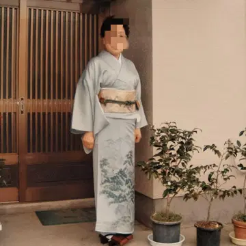 기모노 다회 스카이블루 궁중화 호몬기 작가 작품