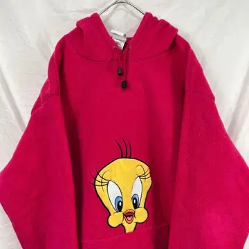 00s y2k 트위티 버드 자수 플리스 후드티