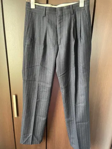 컨디션 최상 신조네 초크 스트라이프 팬츠 34 네이비