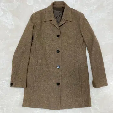 브라운 체스터 코트 울 원단