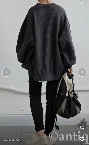 antiqua 카프탄 와플 상의 멜란지 그레이