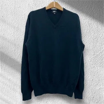 유니클로 UNIQLO 캐시미어 100% 니트 V넥 다크 그린
