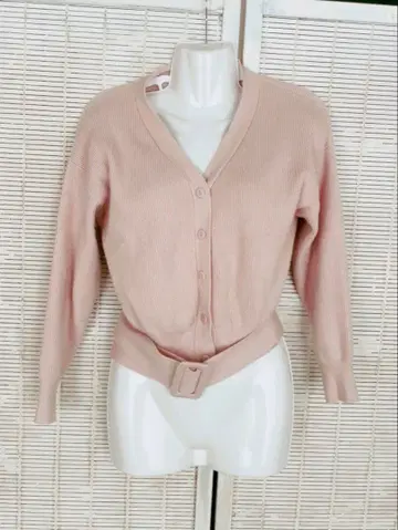 허리 벨트 포함 핑크 가디건