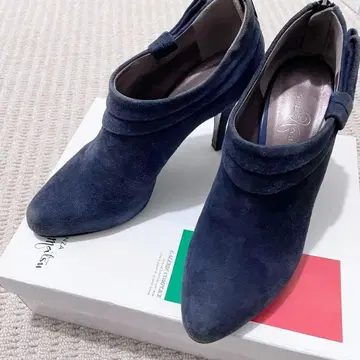 긴자 카네마츠 하이힐 펌프스 가죽 스웨이드 네이비