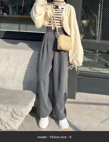 hinari 헴 후크 2WAY 와이드 팬츠 차콜 그레이