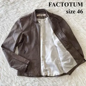 11/9까지 FACTOTUM 고급 라무 가죽 자켓 천연 가죽 브라운 46