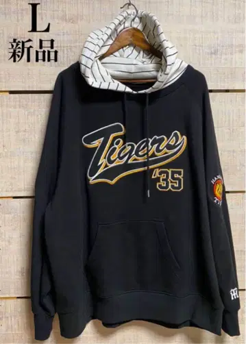 더블 컬러 와펜 래글런 후드티 블랙 새상품 L