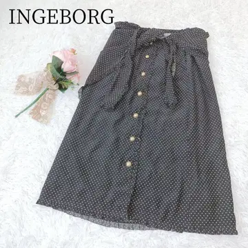 [ INGEBORG/잉게보그 ] 롱 스커트 도트 플레어 핑크하우스
