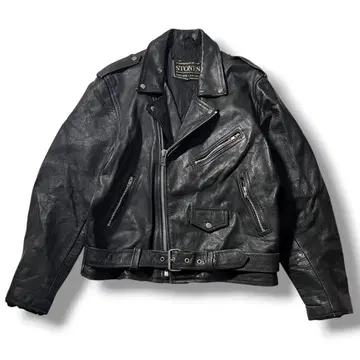 유로 구제 의류 80s STONES 가죽 더블 라이더 자켓 천연 가죽