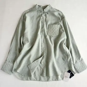 택 포함 새상품 심플리시떼 긴팔 셔츠 그린 스탠드 카라 베이크루즈