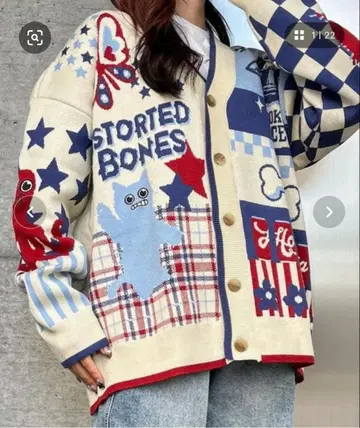 HOOKx 측만증 네키 패치워크풍 가디건