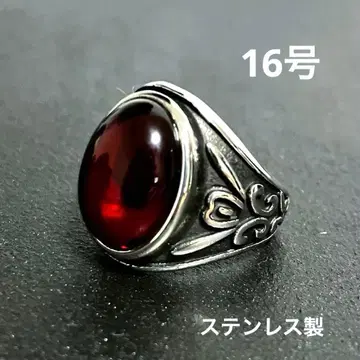 고딕 스타일의 빨간색 오벌 반지 흡혈귀 스테인리스 소재 16호