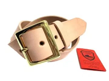 도치기 가죽 벨트 (내추럴) 골드 도금 버클 40mm 폭 통가죽