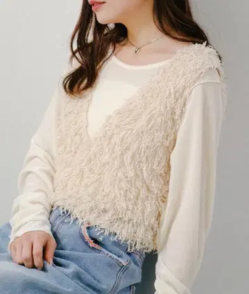 kastane 퍼 숏 베스트 아이보리 거의 새상품