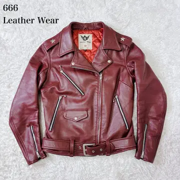 새상품급 레어 색상 666 더블 라이더 자켓 보르도 S 짧은 기장