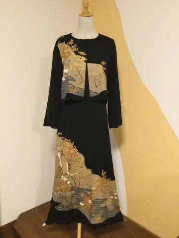 기모노 리메이크 전통 예복 기모노에서 드레스 볼레로 포함