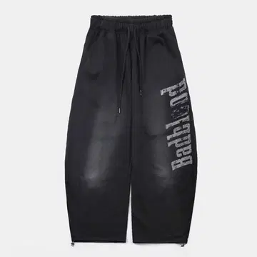 Badblood 블랙 프린트 로고 조거 팬츠