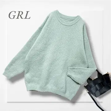 GRL 샤기 니트 민트 그린 루즈핏 여리여리 걸리시 성숙/러블리