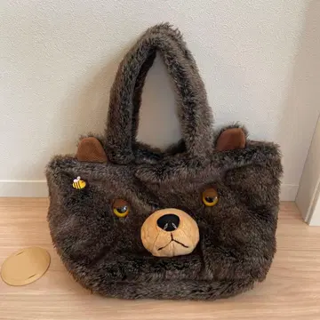 ROOTOTE 곰돌이 토트백 인조 모피 짙은 갈색
