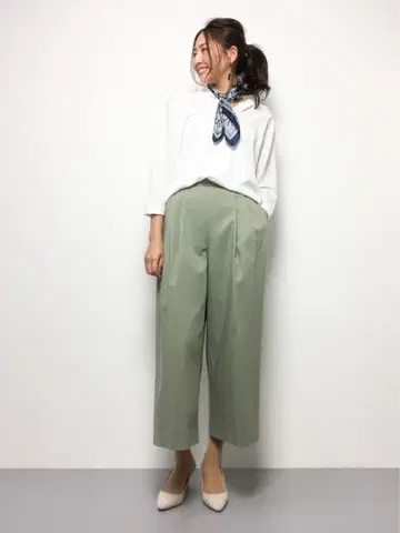 스픽 앤 스팬 노블 더블 페이스 팬츠 하이웨스트 와이드 36