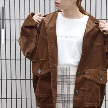 코듀로이 오픈 카라 블루종