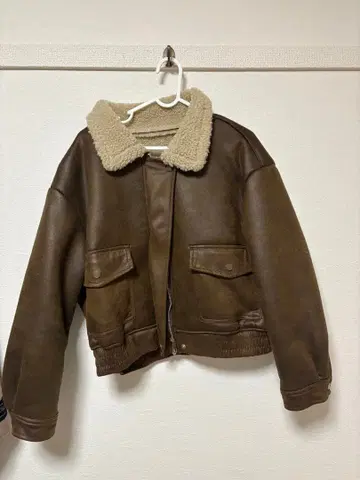 브라운 가죽 숏 자켓