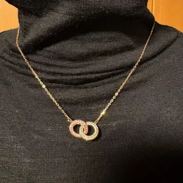 Swarovski 더블 링 크리스탈 목걸이