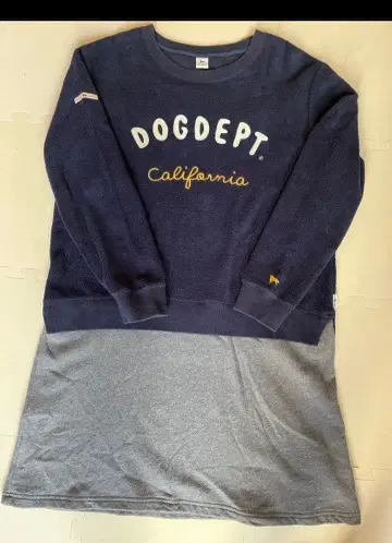 DOG DEPT 트레이닝복풍 디자인 네이비&그레이 절개 원피스 L 사이즈