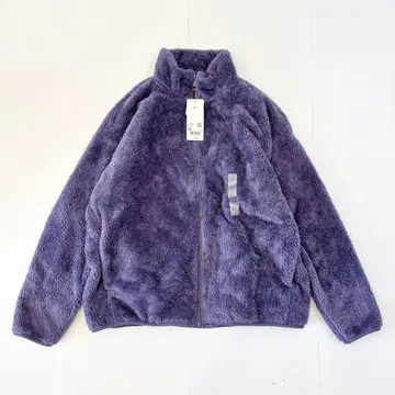 유니클로 UNIQLO 퍼리 플리스 풀 지퍼 자켓 퍼플 XL