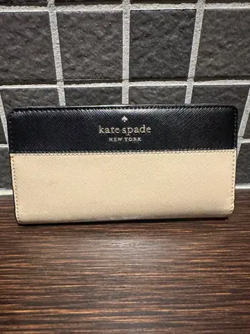 kate spade 이단 접이식 카드 홀더 동전 지갑 블랙/베이지