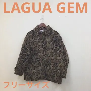 LAGUA GEM 라구아젬 여성용 숏코트 긴팔 레오파드 무늬 브라운 프리