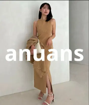 새상품급 anuans 슬리브리스 원피스 MEDIUM 베이지