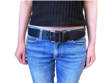 도치기 가죽 벨트 (블랙) 블랙 니켈 도금 버클 40mm 폭 통가죽