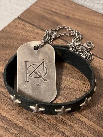 실버925 silver925 Kai 도그택 가죽 브레스 세트