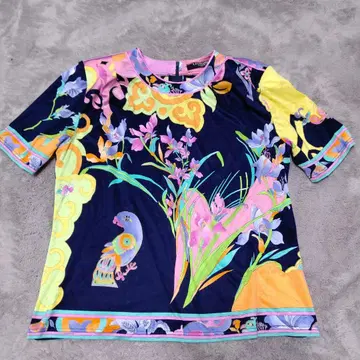 LEONARD 플라워 프린트 반팔 T셔츠