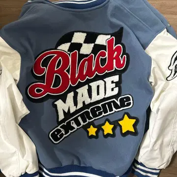 자수 바시티 자켓 파랑/화이트