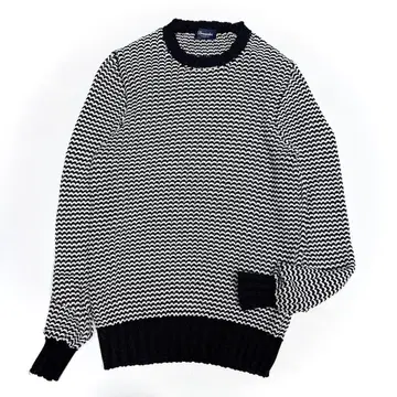 돌모어 (Drumohr) 코튼 니트 영국제 네이비 x 화이트 46