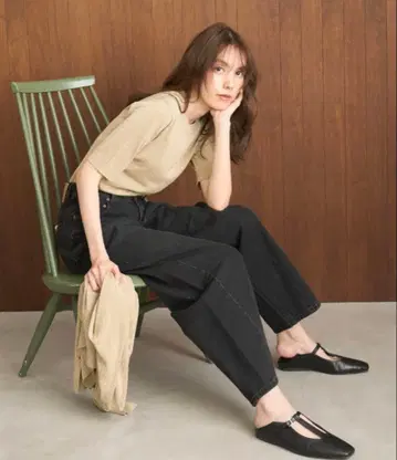 MilaOwen 허리밴딩 커비 데님 [ 워셔블 ] 사이즈0 블랙